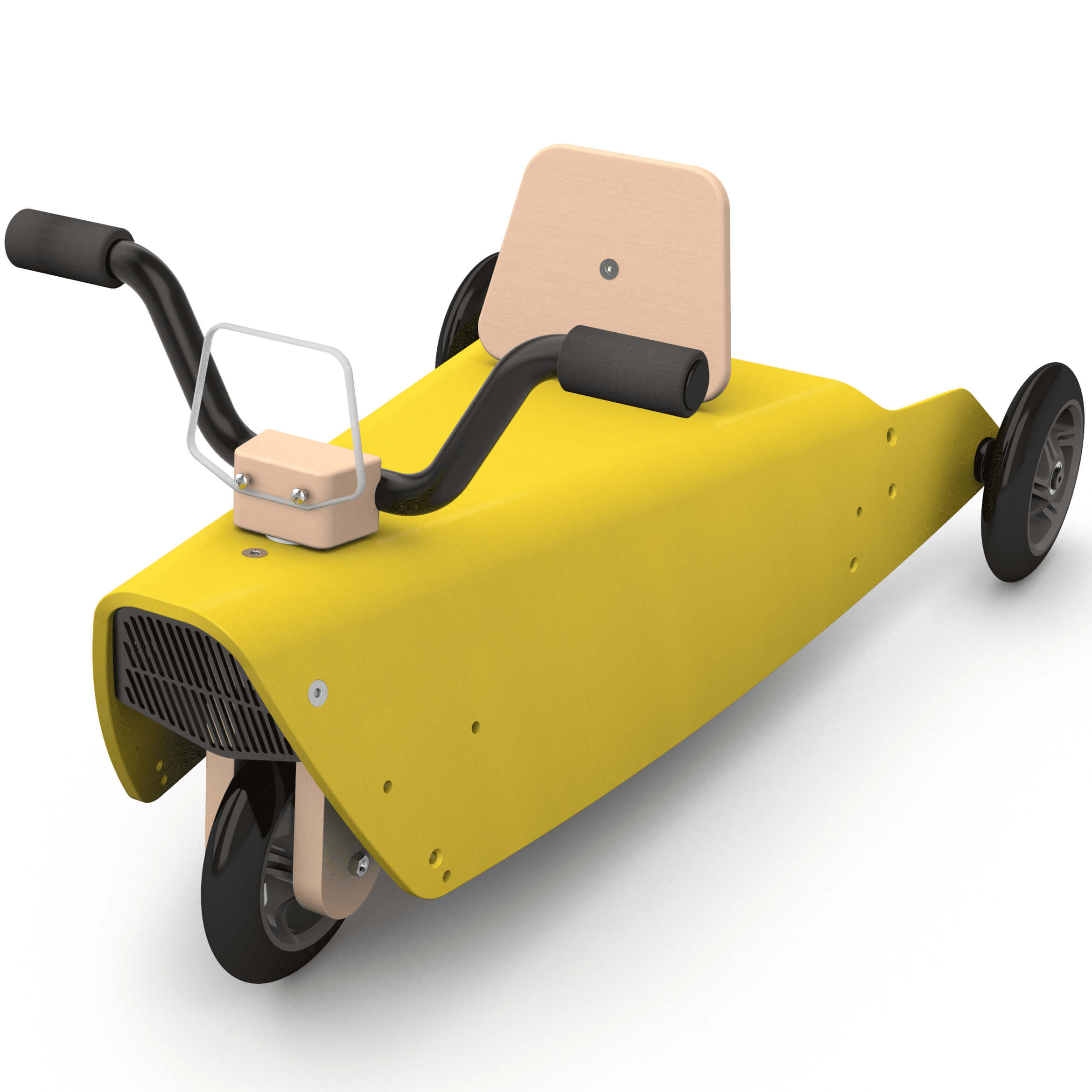 Porteur moto en bois jaune